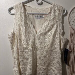Elegant Cream Lace Tank Top